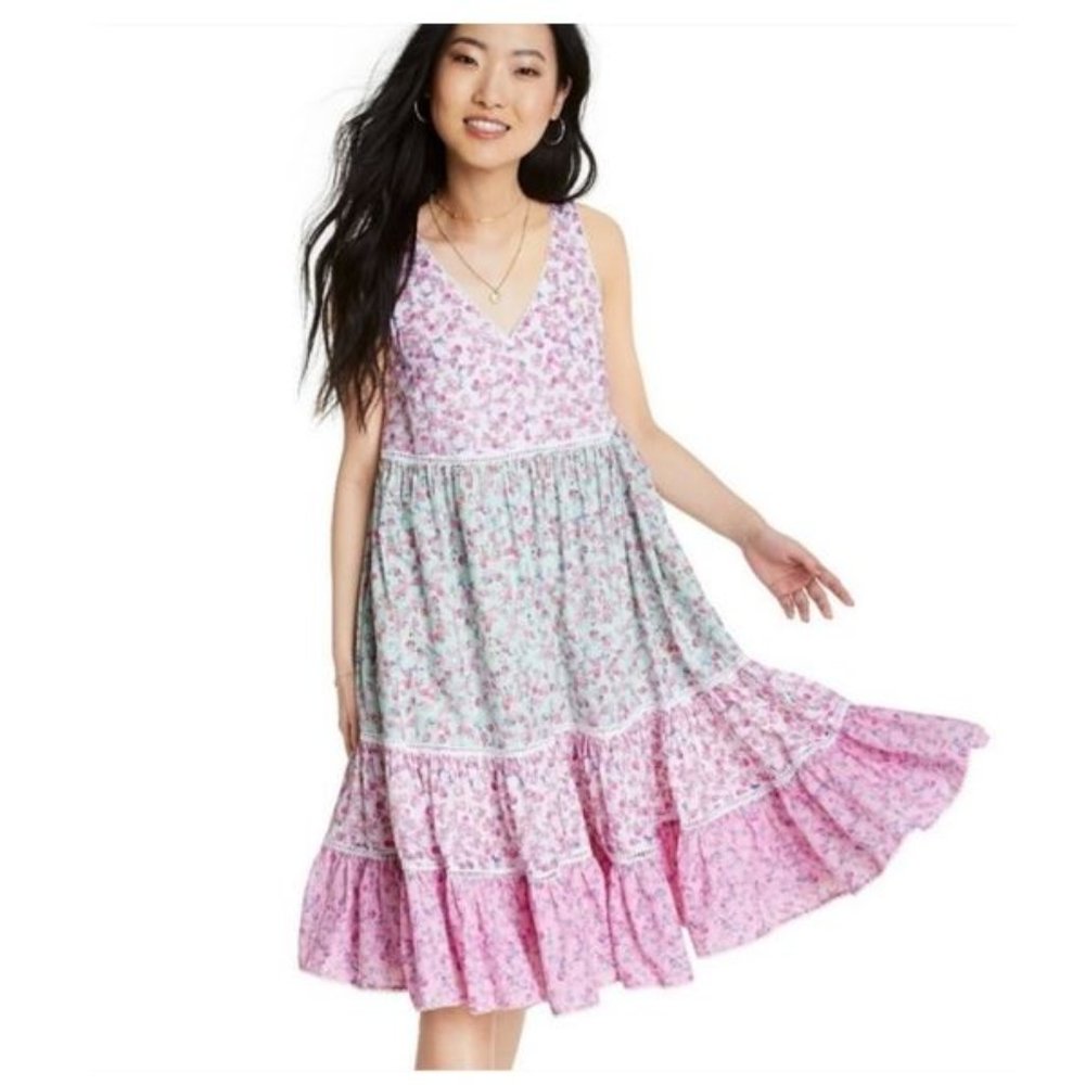 Small LoveShackFancy X Target DRESS in Camille Pastel Pink & Blue Floral